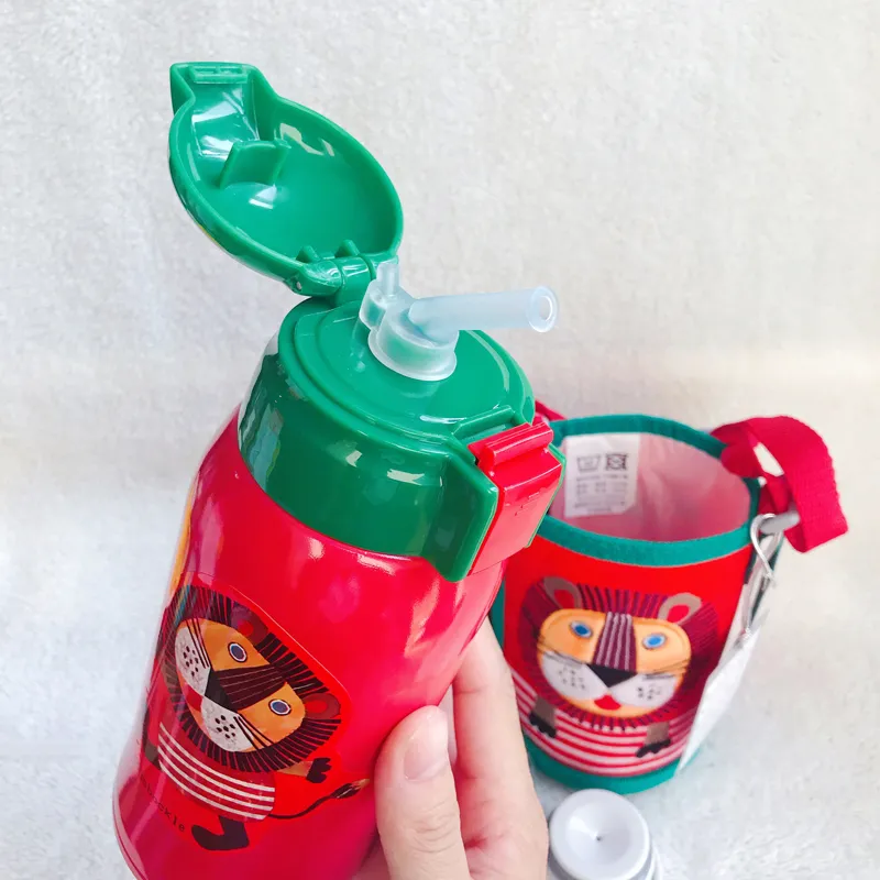 Japan's original 2023 new Tiger brand children's thermos cup straw kettle  MBR-C06 Lion Bear