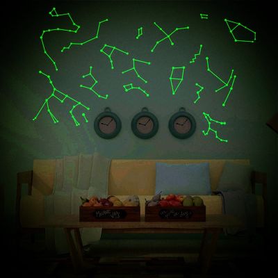 ❣ 1Pc Twelve Constellations Luminous Stickers Glow In The Dark Wall PVC Wall Decor 3D Childrens Room Decal Interior Decoration
