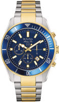 Bulova Marine Star Chronograph Mens Stainless Steel Watch Two Tone / Blue