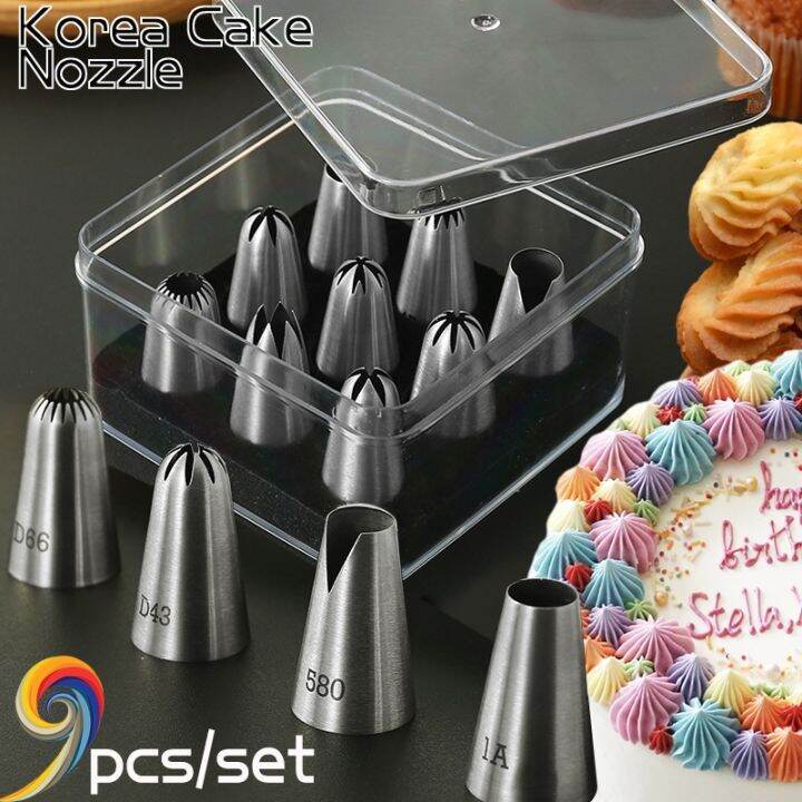 9Pcs/Set Butter Piping Nozzle Cookies Cake Nozzles Baking Tools Cream
