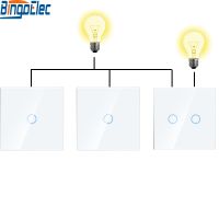 hot！【DT】 Bingoelec 1/2/3Gang 3Way Wall Switches Stairs Glass Sensor Panel Backlight 3pack