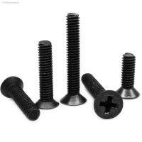 ♗✷ 50pcs M1 M1.2 M1.4 M1.6 M2 M2.5 M3 M3.5 M4 GB819 Mini Small Micro Black Steel Cross Phillips Flat Countersunk Head Screw Bolt