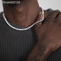 □▨۞ Hip Hop Zircon Crystal Necklace For Men Rock Silver Color Tennis Chain Necklace For Women Fashion Party Jewelry Gift