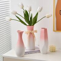 ✎X4✁Simpleles Gradiente Cor Vasos Cerâmicos Crativo Decoração Home Mobiliário Retro Pastoral Vaso ฟลอเรสเดอ Artesanato