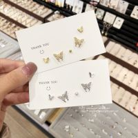 [COD] 925 silver needle super fairy full of diamonds simple butterfly earring set sleep without picking ear bone nail earrings wholesale