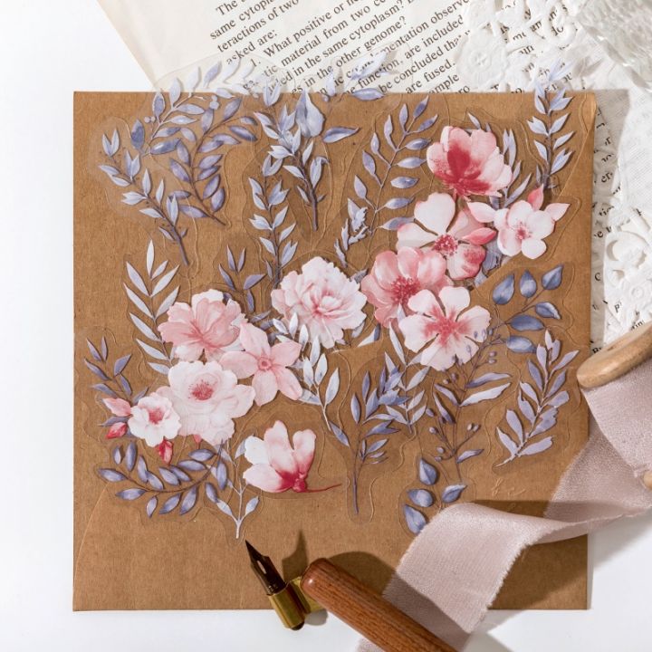 lz-40pcs-pack-cute-cherry-lavender-flower-scrapbooking-diy-sticker-travel-art-hand-craft-notebook-sticker-material