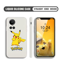 เคสโทรศัพท์การ์ตูน Pikachu สำหรับ OPPO Reno10 Pro 5G Pocket Monster กล้องคลุมทั้งหมดปลอกซิลิโคนของเหลวรูปโปเกมอนสี่เหลี่ยมเคสป้องกันทนแรงกระแทก