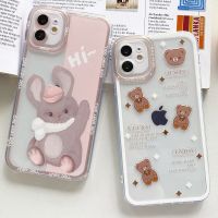 For OPPO Reno 7Z 5G 7 6 Pro 4Z 5F 5Z 4 5 Lite 2 2Z 2F Cartoon Bear Bunny Transparent Phone Case Cover