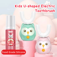 Cartoon Electric kids U-shaped Toothbrush 360 Degrees kids U-shaped Toothbrush Usb Toddler Baby 2-6-12 Years Old Childrens Soft U-shaped Brushing M