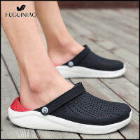 Fuguiniao ยี่ห้อ Crocs รองเท้าแตะส้นแบนและรองเท้าแตะซึ่งรองเท้าสำหรับคู่รักและผู้ชายและพื้นรองเท้าทำจากโฟม &amp; พื้นรองเท้ากันลื่น (จัดส่งฟรี)