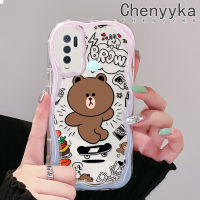 เคส Chenyyyka สำหรับ VIVO Y30 Y50 Y30i การ์ตูนหมีสีน้ำตาลน่ารักสีสันสดใสเนื้อครีมคลื่นเคสโทรศัพท์โปร่งใสกันกระแทกเคสนิ่มป้องกันซิลิโคนง่ายปลอกใส