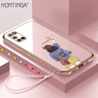 Hontinga เคสโทรศัพท์สำหรับ OPPO A92 A52 2020,เคสโทรศัพท์ TPU ทรงสี่เหลี่ยมนิ่มชุบโครเมี่ยมหรูหราสำหรับเด็กผู้หญิงเคสป้องกันกล้องป้องกันการกระแทก