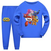 ZZOOI Super Wings Costume Kids Long Sleeve Pyjama Baby Girls Cartoon Jett T Shirt Pants 2pcs Pajamas Set Teenage Boys Casaul Sleepwear