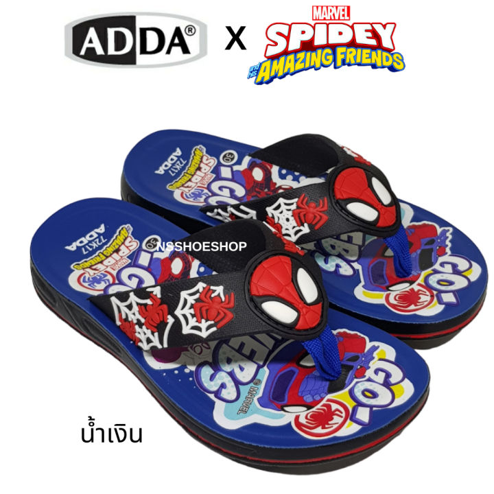 adda-72k17-สไปเดอร์แมน-spider-man-รองเท้าแตะเด็กแบบคีบ-พื้นพียู-สายผ้าไม่กัดเท้า