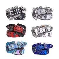 【CC】 Cabeça crânio fivela cintos feminina pu-couro cinta strass ocidental cowboy y2k meninas moda cinto para calças de brim dropship