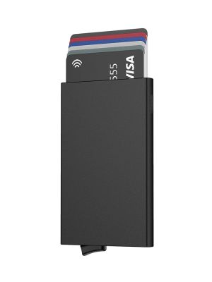 （Layor wallet）  YATBEST Metal Card Case Wallet RFID Protection Mini Men 39; S Wallet Slim Minimalist Bottom Push Automatic Pop Up Card Holder