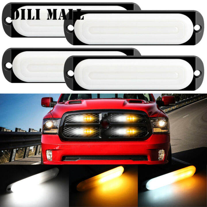 4pcs Aluminum 12 24v 6led Truck Side Lights Ultra Thin Strobe Lights