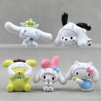 5ชิ้นเครื่องประดับของเล่นโมเดลตุ๊กตาการ์ตูน Santio Kitty Cinnamoroll ของขวัญโมเดลของเล่น Pvc อะนิเมะตุ๊กตารุ่น Q