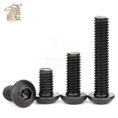 10-50pcs/lot ISO7380 Hex Screw M2 M2.5 M3 M4 M5 M6 M8 Black Button Head Hex Socket Cap Screw Hexagon Socket Round Head Screws Nails Screws Fasteners