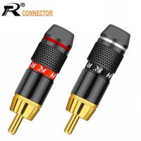 HVJ-12pcs/lot Rca Plug Male Connector High Quality Gold Plated Soldering Plug Speaker Cable Wire Connector 6 Pairs Redblack