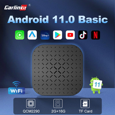 CarlinKit Basic Carplay Ai Box แบบพื้นฐานสำหรับรถยนต์ตัวแปลงออโต้แอนดรอยด์,Android 11.0 Youtube Netflix Disney + TikTok Built-In 2G + 16G