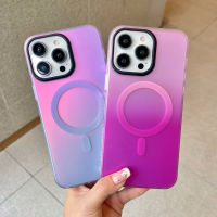 CSCR เคสสำหรับไอโฟนไล่ระดับสีหลากสีแม่เหล็กติดโทรศัพท์14 Plus 13 12 Pro Max 11 MagSafe เคสกันกระแทกมือถือกรอบแบบนิ่ม