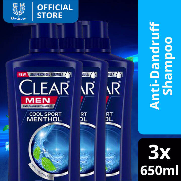 [BUNDLE OF 3] Clear Men Anti Dandruff Shampoo Cool Sport Menthol 650ml ...