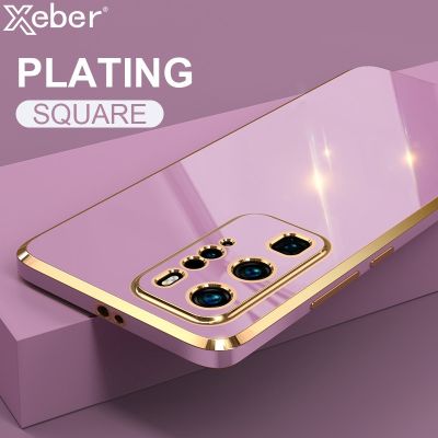 ﹍▥﹊ Square Plating Soft Silicone Phone Case For Huawei P50 Pro P40 Lite P30 P20 P Smart Mate 40 30 20 20X 10 Gold Plated Back Cover