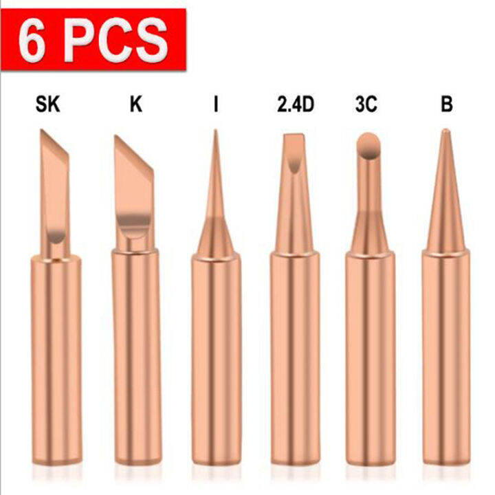 Ministar 5/6pcs Pure Copper 900MT Solder Iron Tip Leadfree Solder Tip
