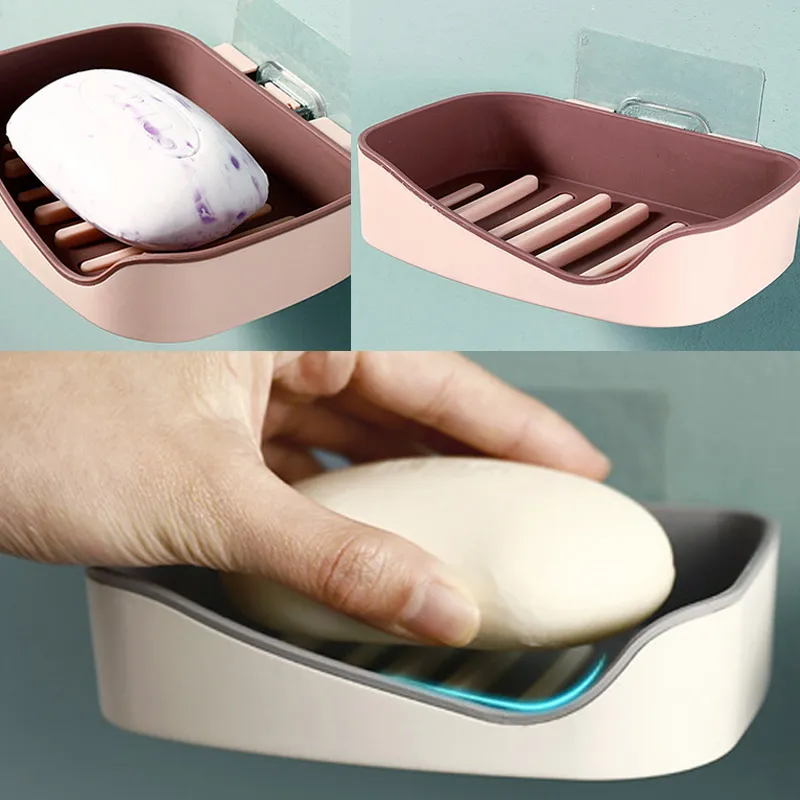 Y5730 Plastic No Trace Adhesive Soap Case Holder Bathroom Cartoon
