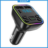 BOKEWU บลูทูธ5.0เครื่องส่งสัญญาณ FM Dual USB 3.1A PD Type-C Car Charger 7สี Light แฮนด์ฟรี MP3 Player