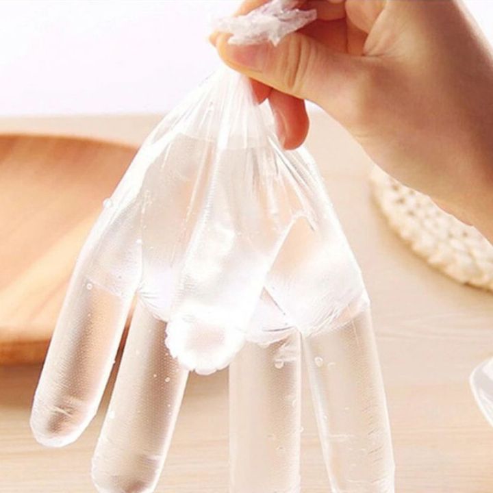ถุงมือกันน้ำใสถุงมือไวนิล100ชิ้นสำหรับเตรียมอาหารทำความสะอาดผงแป้งและน้ำยางแพ็คถุงมือใช้แล้วทิ้ง