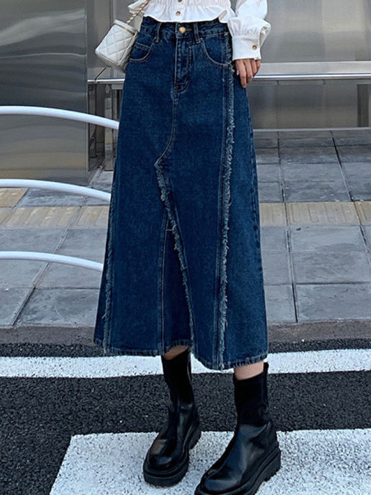 ewq-temperament-high-waist-patchwork-denim-skirts-for-women-raw-edge-design-a-line-thin-female-skirt-2022-summer-new-16y875