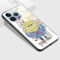 PMP สำหรับ IPHONE 14 IPhone 14 Plus 14 + Iphone 14 Pro Iphone 14 Pro Max ปลอก Hp กันกระแทกการ์ตูนน่ารัก SpongeBob SquarePants Soft Edge Glossy Case กระจกนิรภัยฝาหลังปลอก