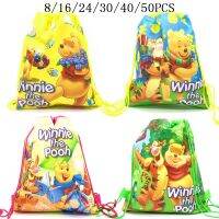 8/16/24/50PCS Winnie Pooh Decoration Birthday Party Beautiful Non-Woven Fabric Drawstring Gift Bags Birthday Supplies For Kids