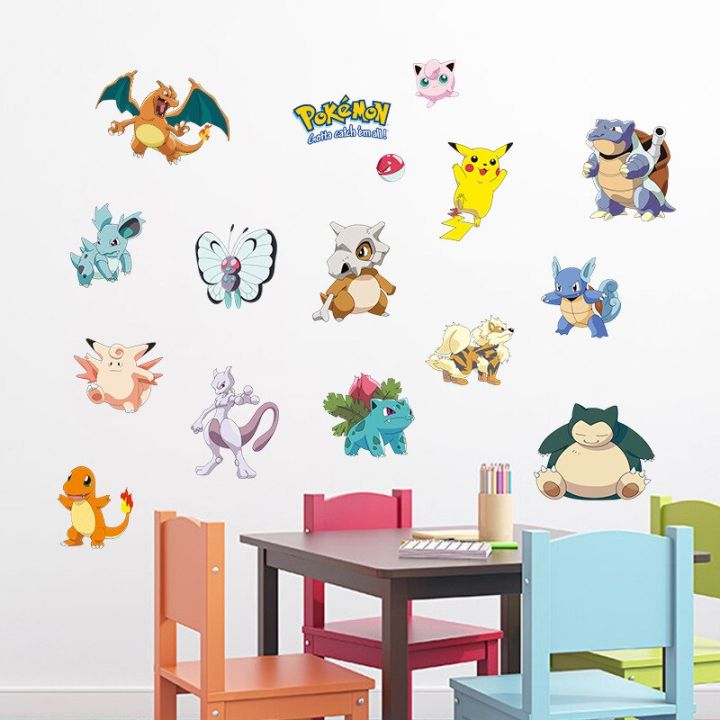 Pokemon Wall Stickers Cartoon Anime Bedroom Living Room Background Wall  Stickers DIY Room Decoration Toys for Girls 
