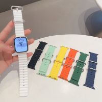 สายนาฬิกาข้อมือซิลิโคน สําหรับ iWatch Strap 49 มม. 44 มม. 40 มม. 45 มม. 41 มม. 42 38 40 44 45 มม. series 7 6 3 se ultra 8