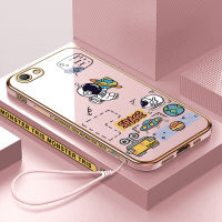 เคสเคสโทรศัพท์ Hp สำหรับฟรีสายคล้อง OPPO F1S Oppo A59 + อวกาศนักบินอวกาศนาซ่าลายการ์ตูนขอบสี่เหลี่ยมเคสโทรศัพท์ชุบหรูหราชุบเคสโทรศัพท์นิ่ม