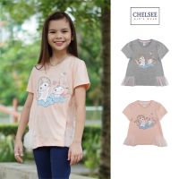 Chelsee เสื้อยืดคอกลม เด็กผู้หญิง รุ่น 237894 ลายแมว ผ้า 100%Cotton อายุ 2-10ปี เสื้อผ้าแฟชั่นเด็กโต