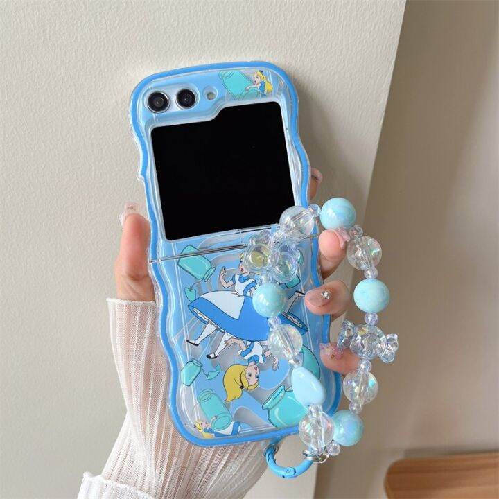 cute-disney-alice-with-bracelet-cartoon-phone-case-for-samsung-galaxy-z-flip-5-hard-pc-back-cover-for-z-flip-5-case-case-phone-cases