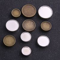 6pcs 12-25mm Inner Size Two Color Tooth Round Leather Slider Beads Blank Cabochon Setting Diy Bracelet Making Beads