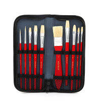 12 Pcs Paint Brush Set Includes Pop-up Carrying Case Large Flat Brush and Sponge for Acrylic, Oil, Watercolor, Gouache