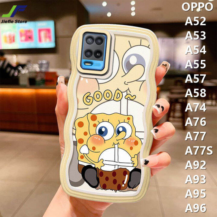 เคสโทรศัพท์ขอบคลื่นน่ารักสำหรับ-oppo-a54-a57-a53-a52-a55-a58-a74-a76-a77-a77s-a78-a92-a93-a95-a96การ์ตูนปลาดาวแพททริก-spongebob-ซองนุ่มกันกระแทกโทรศัพท์ผ้าคลุม