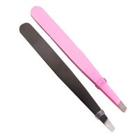 【LZ】▽✾☂  1PC Black/Pink Eyebrow Tweezer Hair Beauty Slanted Puller Stainless Steel Eye Brow Clips Hair Removal Makeup Tool TSLM2