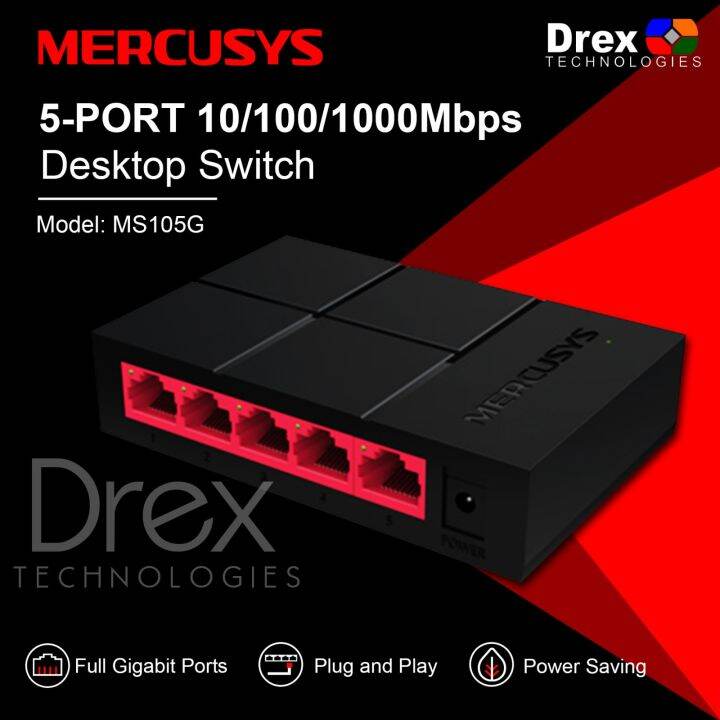 Mercusys MS105G 5Port 10/100/1,000 Mbps Gigabit Desktop Switch Hub
