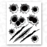 【cw】 1Pcs 23x29cm Funny Car Stickers 3D Bullet Hole Car Styling Accessories Motorcycle Scratch Car Stickers And Decals ！