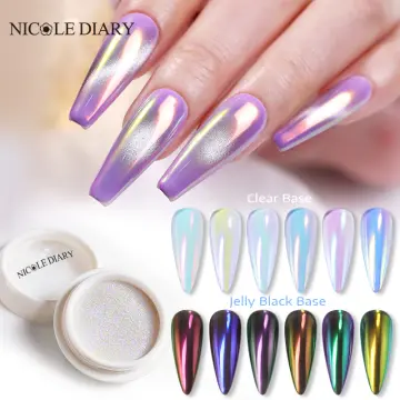Mirror Nail Powder Pigment Pearl White Rubbing On Nail Art Glitter Dust  Chrome Aurora Blue Manicure Holographic Decorations Trzy