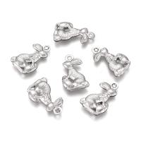 10pc Easter 304 Stainless Steel Pendants Easter Bunny Stainless Steel Color 18x10x3.5mm Hole: 1mm