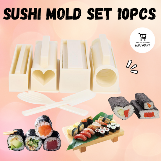 10pcs DIY Sushi Making Kit - Safe, Odorless, and Easy to Use - Includes  Sushi Mold Set and Sushi Maker Tool Kit for Home Kitchen - Food Grade  Material