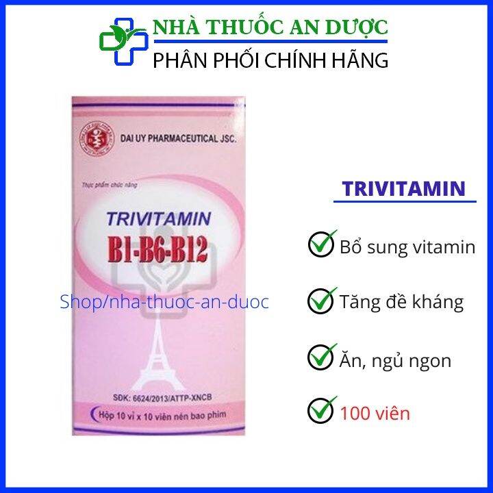 Trivitamin 3b Hộp 100 Viên Nén Đại Uy - Bổ Sung Vitamin B1- B6 - B12 